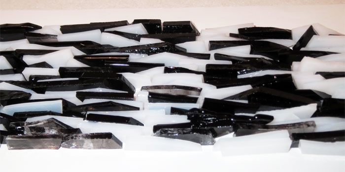 Black and white glass offcuts